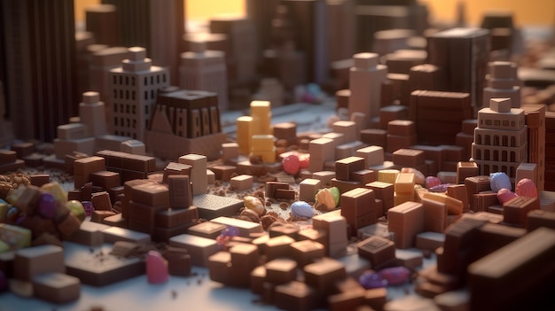 City made of chocolate Generative AI