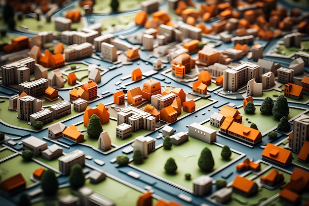 City map 3d illustration generative ai