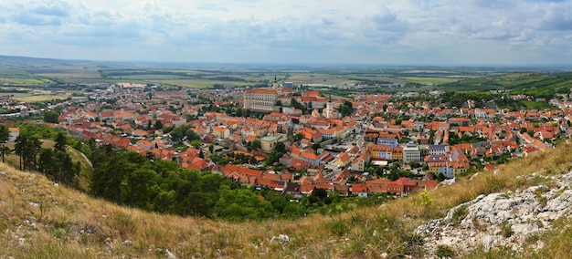 The city of Mikulov Beautiful old town with a castle on a sunny summer day South Moravia wine region Czech Republic