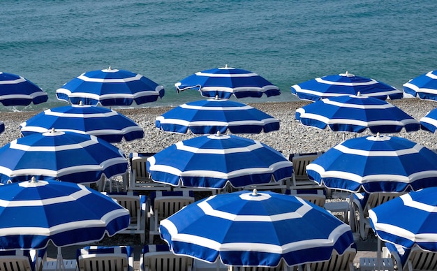 City of Nice Beach with umbrellas