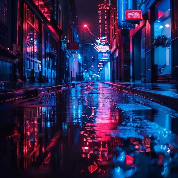 City Night Lights Scene Stunning Urban Street View at Night