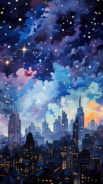 city night sky with stars