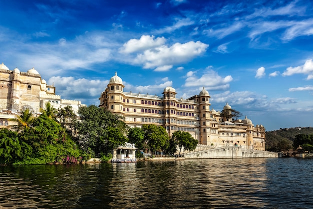 City Palace view from the lake. Udaipur, Rajasthan