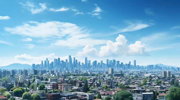 City panorama with skyscraper buildings daylight made by AI generated