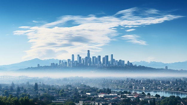 City panorama with skyscraper buildings daylight made by AI generated