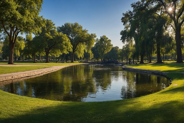 City park panorama of a beautiful park