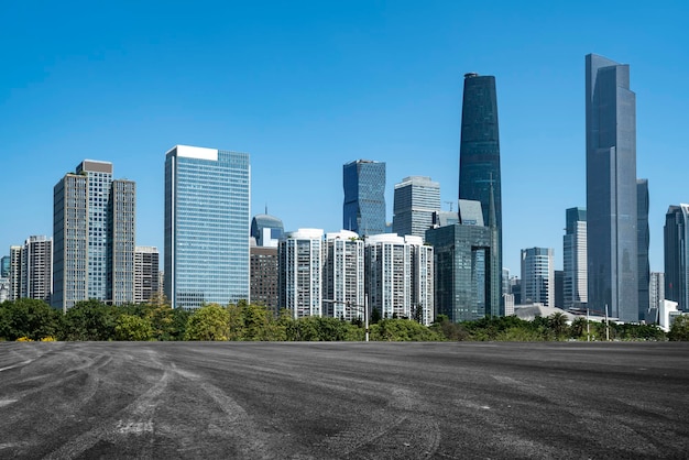 City roads and buildings in the citys financial district