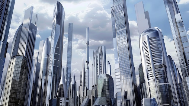 city skyline of the future with skyscrapers