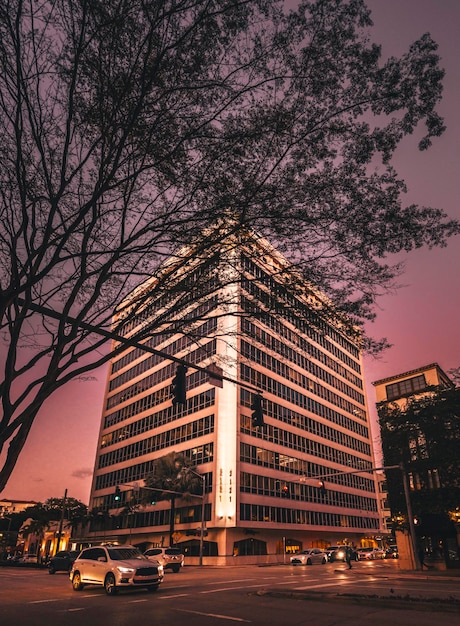 city skyline at night street coral gables miami