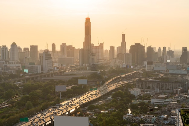 City skyline and skyscraper Bangkok Thailand Beautiful view in Bangkok