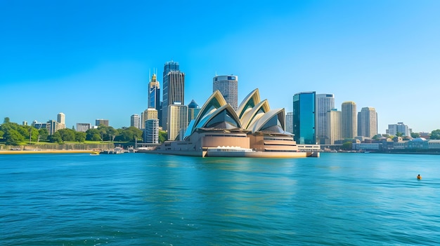 The city skyline of Sydney Australia Circular Quay and Opera House touristic poin Generative AI