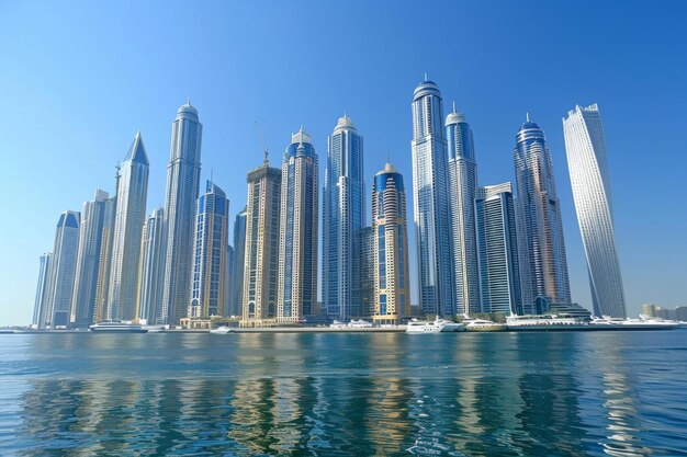 Photo a city skyline with a blue sky and a few clouds