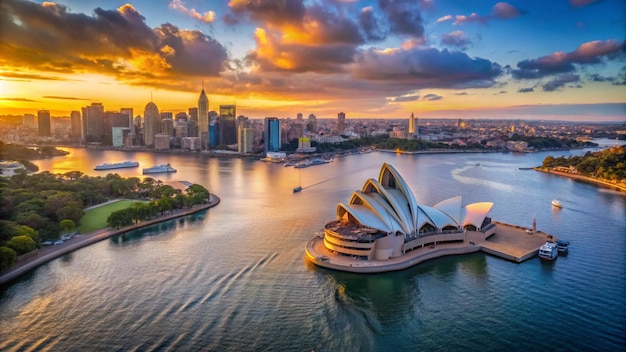 a city skyline with a boat and a city in the background