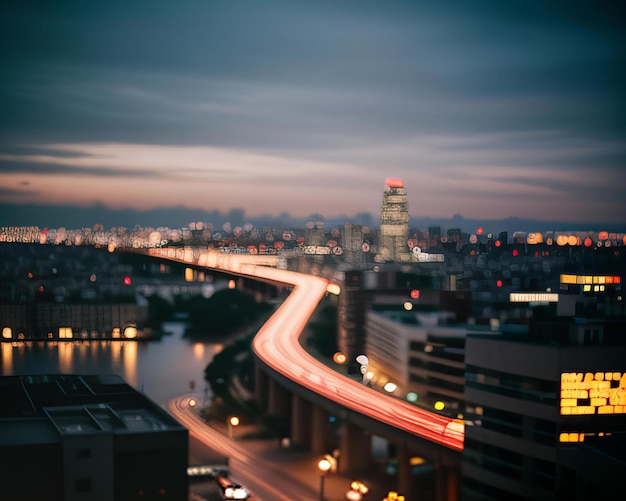 Photo a city skyline with a bridge and a city in the background