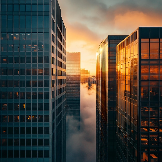 a city skyline with a cloudy sky and a cityscape in the background