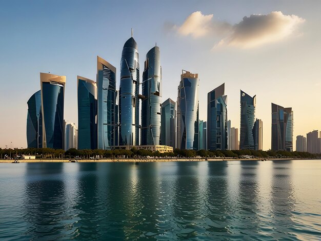 Photo a city skyline with a few buildings in the background