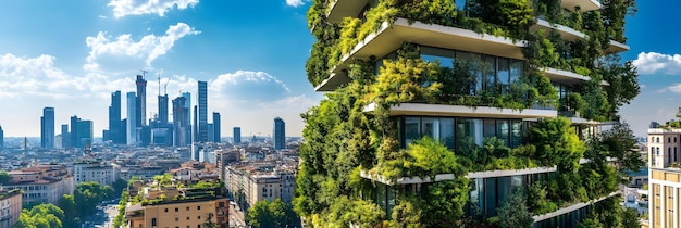 Photo city skyline with integrated greenery