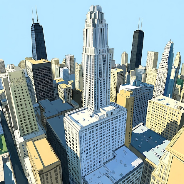 a city skyline with a lot of buildings including the sears tower