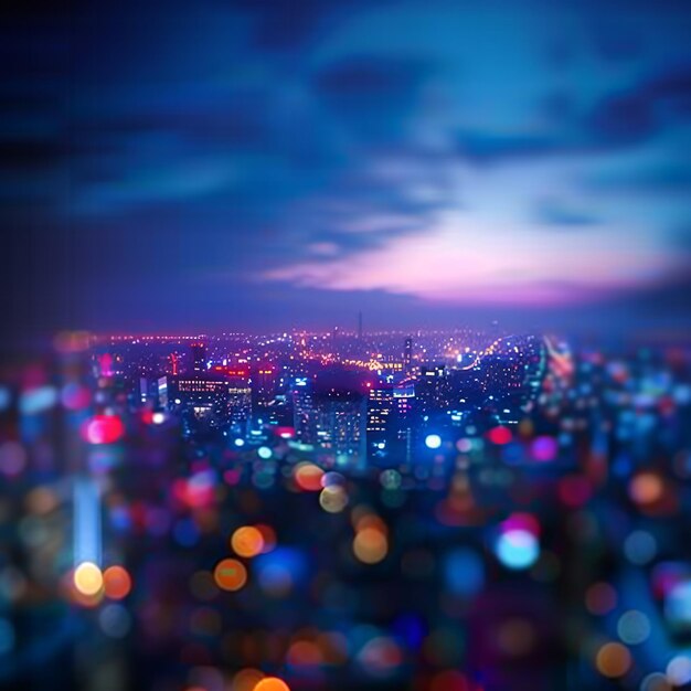 a city skyline with a lot of lights on it