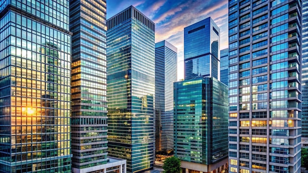 Photo a city skyline with a lot of skyscrapers and a sky with clouds