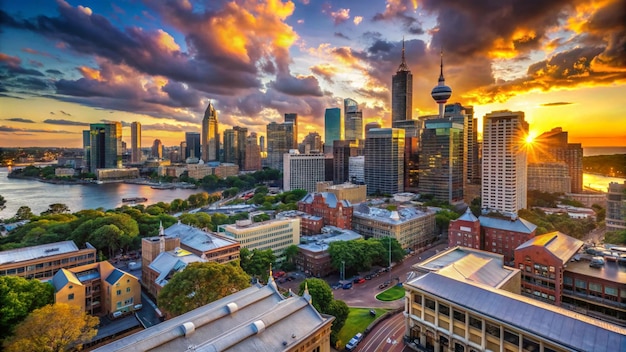 Photo a city skyline with a view of the city skyline