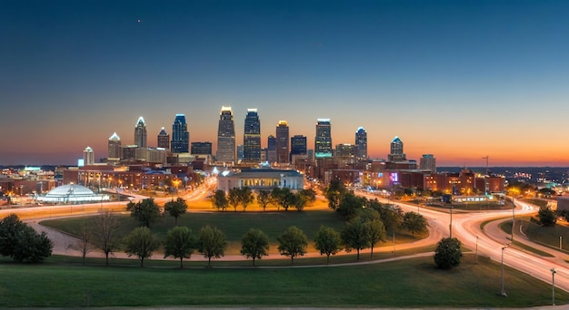 Photo a city skyline with a view of the city skyline