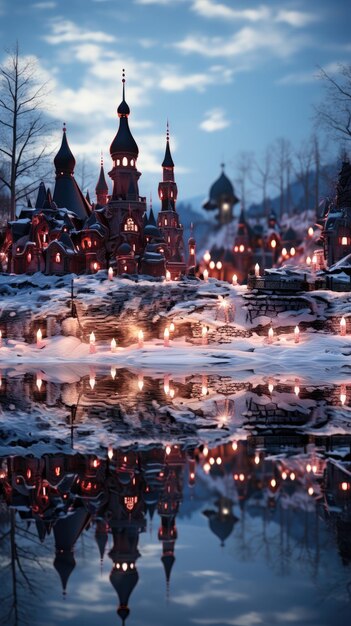 Photo a city in the snow