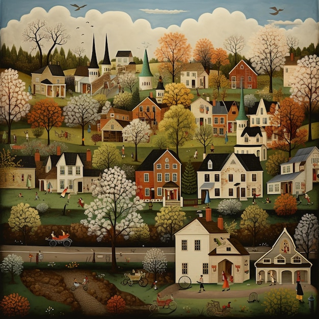 City in spring by charles wysocki beautiful image Ai generated art