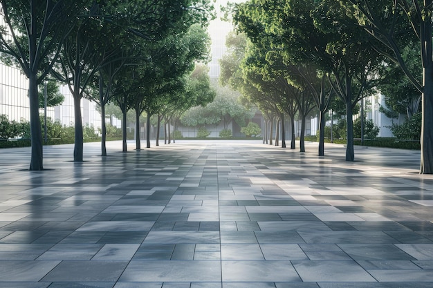 Photo city square floor and trees background