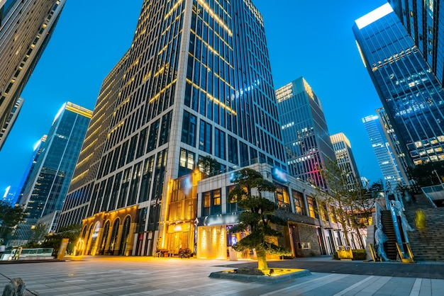 City square and modern high-rise buildings