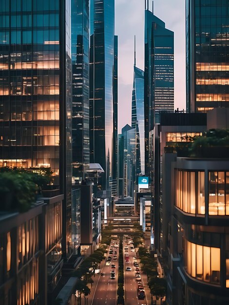 a city street with a sign that says city on it