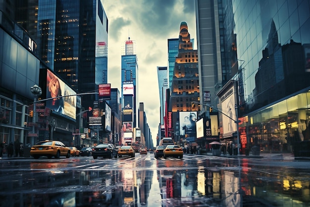 A city street with a sign that says " new york ".