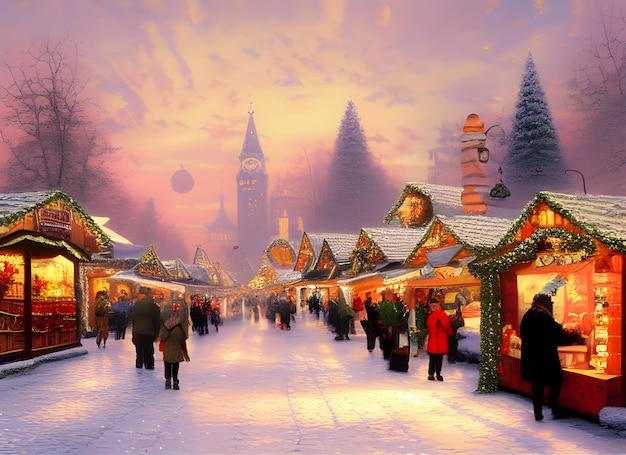 city streets at christmas, german christmas market, happy new year atmosphere