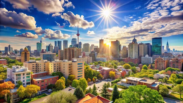 a city with a beautiful sky and a cityscape