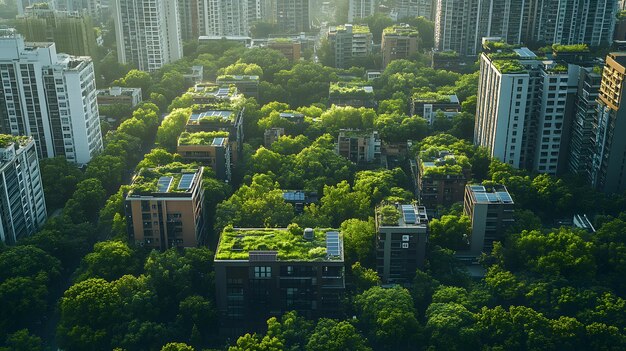 Photo a city with a green roof that has the word quot on it