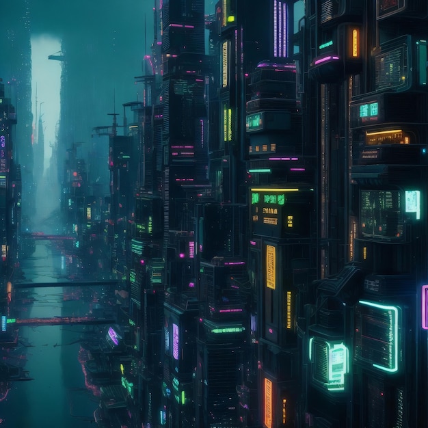 A city with a lot of neon lights