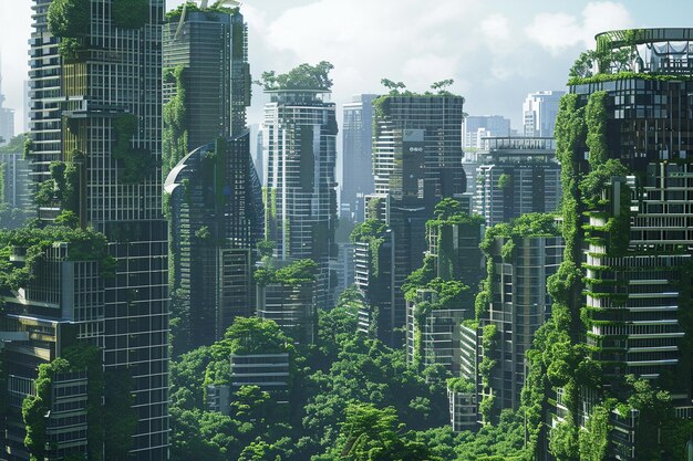 a city with a lot of trees and buildings in the background