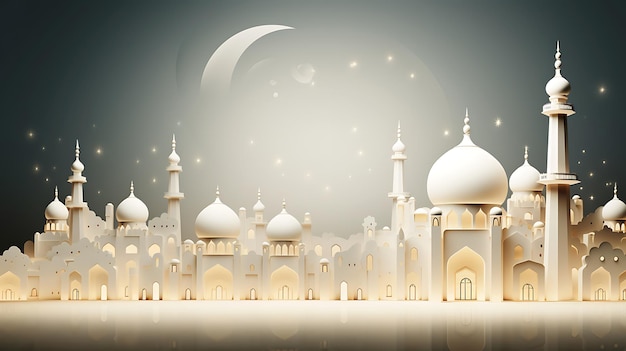 a city with a mosque in the background vector art illustration