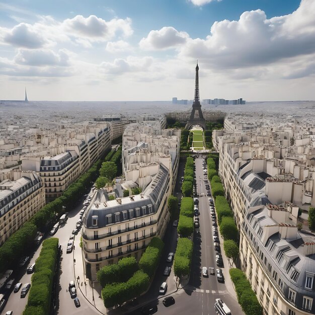 Photo a city with a tower that has a building in the middle