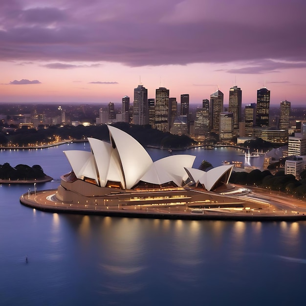 a city with a view of the opera house and the opera house in the background