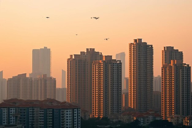 Cityscape against clear sky