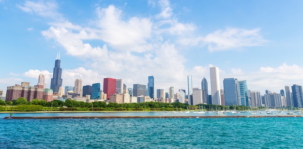 Cityscape of Chicago in a summer day