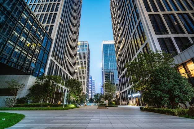 Cityscape of dense skyscrapers and roads