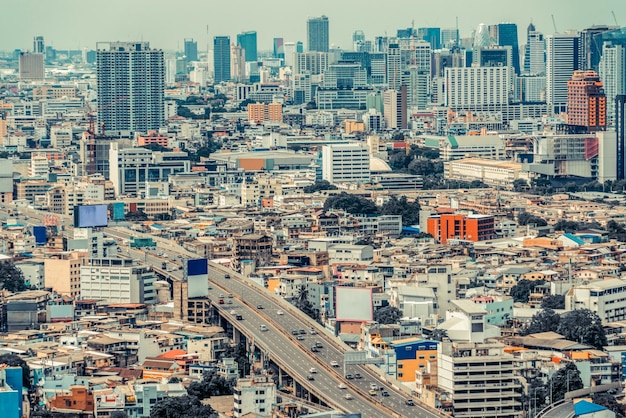 Cityscape and highrise buildings in metropolis city center