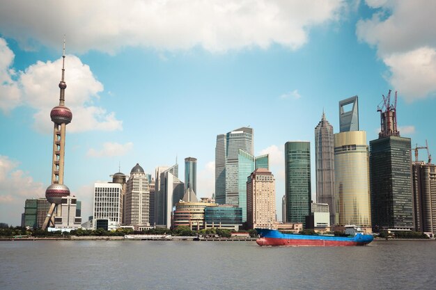 Cityscape of huangpu river and lujiazui in shanghaiChina