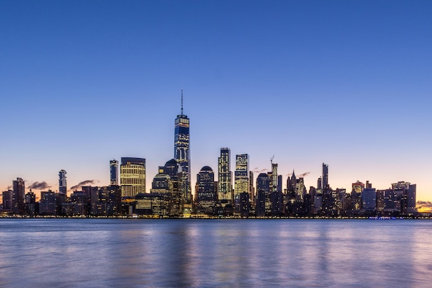 Cityscape of Lower Manhattan, New York at Morning Twilight. United States of America