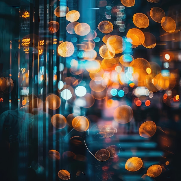 Cityscape at Night Bokeh Texture Background Blurry Street Banner City Light Nightlife Mockup