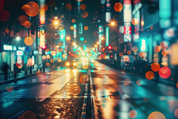 Cityscape at Night Bokeh Texture Background Blurry Street Banner City Light Nightlife Mockup