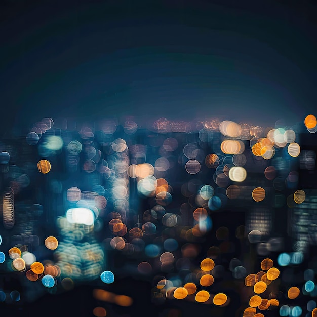 Cityscape at Night Bokeh Texture Background Blurry Street Banner City Light Nightlife Mockup