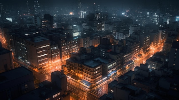 Cityscape at night Generative Ai